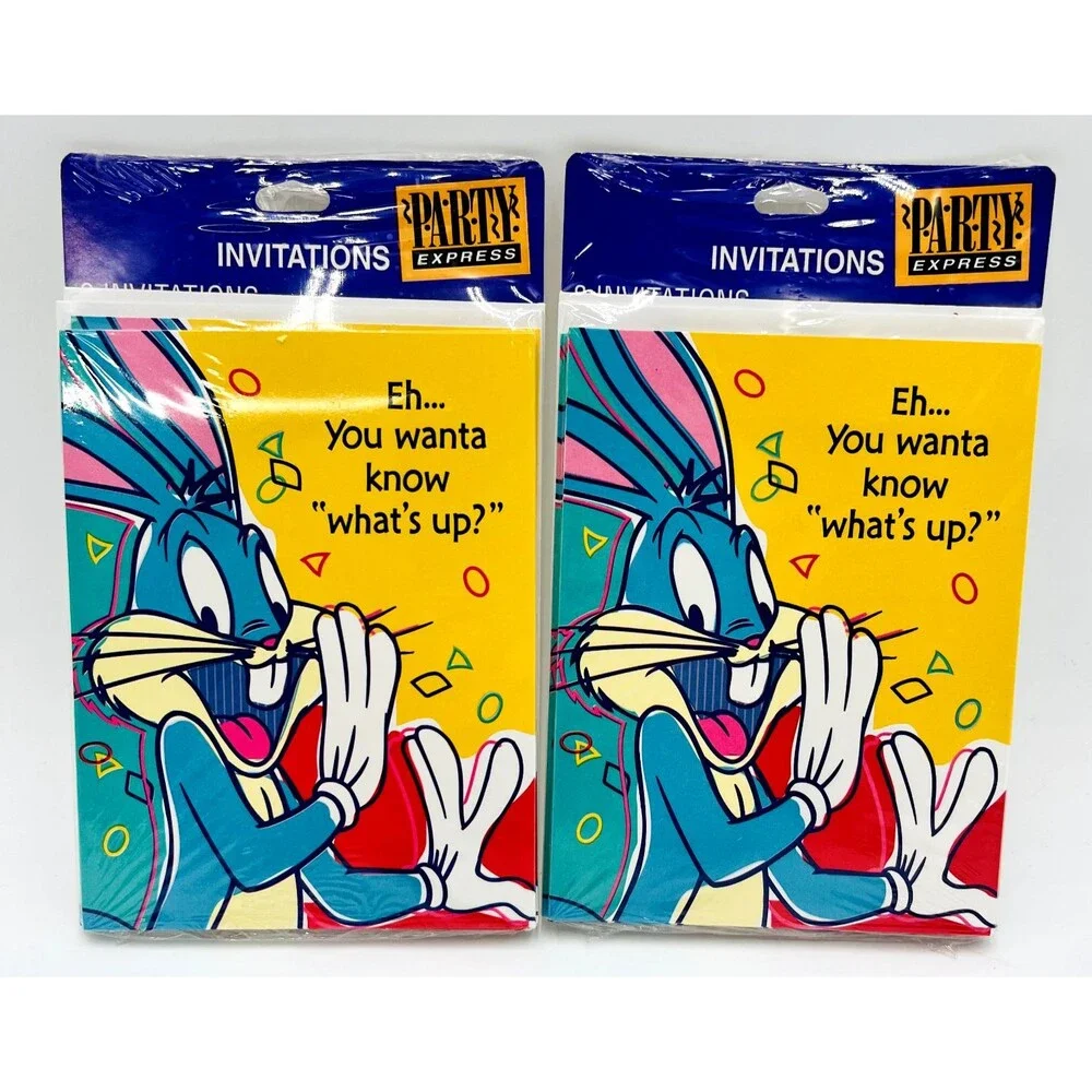 1994 Party Invitations Set of 8 (2 pk) Envelopes Looney Tunes Bugs Bunny Party